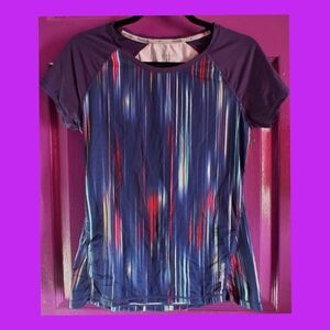 💜5/$10. Reebok Multicolor Striped Short Sleeve Tee